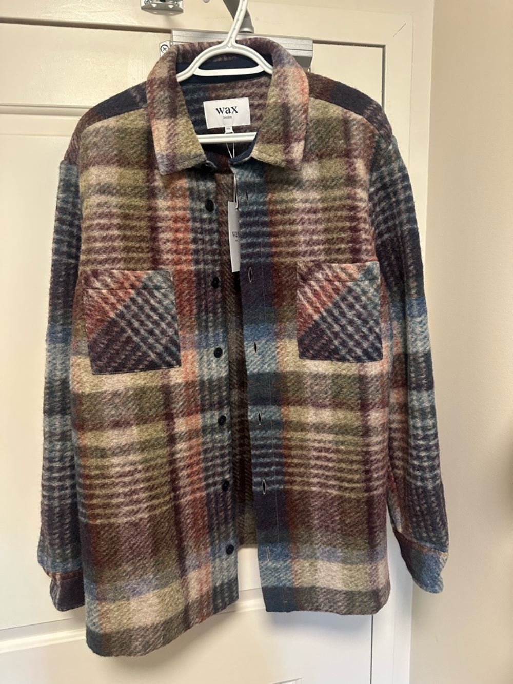 Wax London Wool Blend Whiting Overshirt- Multicolor